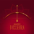 Happy dusshera beautiful festival card with golden bow and arrow Royalty Free Stock Photo