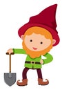 Happy dwarf with red hat and spade Royalty Free Stock Photo