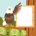 Happy Eagle on the Tree flat Background