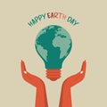 human hands holding light bulb earth Royalty Free Stock Photo
