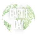 Happy Earth Day. 22 April. Abstract green planet earth from grass isolated on white background. Save the Earth. Text from paper le Royalty Free Stock Photo