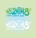 Happy Earth Day. April 22. 2018 template.