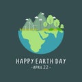 Happy earth day celebration design. Environment and ecology theme banner, poster, and background. World map background vector Royalty Free Stock Photo