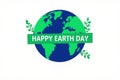 Happy earth day celebration with planet and green leaves Royalty Free Stock Photo