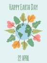 Happy Earth Day. Concept of caring for nature, environmental problems and environmental protection. Vector illustration Royalty Free Stock Photo