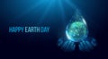 Happy Earth Day concept. Two human hands are holds Planet Earth in water drop. Protection environmental, Ecology concept