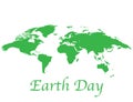 Happy earth day. Ecology concept poster world in green. Globe and planet logo in april illustration. Vector save nature in global Royalty Free Stock Photo