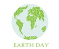 Happy Earth Day hand lettering card, background. Vector illustration with leaves for banner, poster.