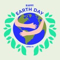 Happy Earth Day with Leaf Vector Illustration