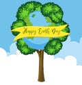 Happy earth day poster design with big green tree Royalty Free Stock Photo