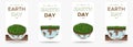 Happy Earth day - set of vertical vector eco illustrations of an environmental concept to save the world. Concept vision