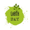 Happy Earth Day watercolor ink texture background poster Royalty Free Stock Photo