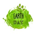 Happy Earth Day watercolor ink texture background poster Royalty Free Stock Photo