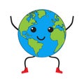 Happy earth planet cartoon