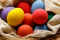 Happy Easer eggs in a basket Royalty Free Stock Photo