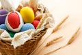 Happy Easer eggs in a basket Royalty Free Stock Photo