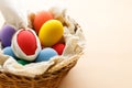 Happy Easer eggs in a basket Royalty Free Stock Photo