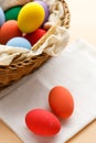 Happy Easer eggs in a basket Royalty Free Stock Photo