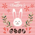 Happy Easter! Cute Cartoon Bunny Vector Illustration Royalty Free Stock Photo