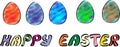 Happy Easter Banner With Five Eggs Illustration Royalty Free Stock Photo