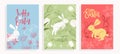 Playful easter templates with bunnies and flowers Royalty Free Stock Photo