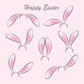 Happy easter abstract postcard background. Rabbit ears masks on white background.