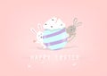 Happy Easter, adorable rabbit and friend, celebration party, fancy egg desserts, decorate greeting card, cute poster vector Royalty Free Stock Photo