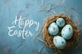 Happy easter Alleluia Eggs Easter basket Basket. White Caption space Bunny christianity. Ribbon background wallpaper