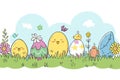 Happy easter Arctic blue Eggs Masked Easter Surprises Basket. White Valentines Day Card Bunny redemption. violet background
