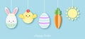 Happy Easter background. Banner in paper cut out style. Royalty Free Stock Photo
