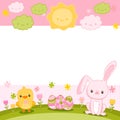 Happy Easter background with cartoon cute bunny Royalty Free Stock Photo