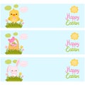 Happy Easter background with cartoon cute bunny Royalty Free Stock Photo