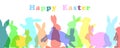 Happy Easter Background With Colorful Easter Bunny Silhouette Isolated On A White Background Royalty Free Stock Photo