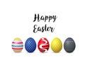 Happy easter background with colorful easter eggs on white background