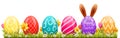 Happy easter background with easter eggs and easter bunny isolated vector