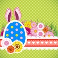 Happy easter background with eggs, banny ears. Colorful celebration spring design