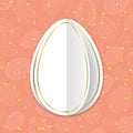 Happy Easter background, pastel textured eggs. Gold decoration paper frame. Greeting Easter 3D card. Border template Royalty Free Stock Photo