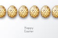 Happy Easter background with realistic golden eggs Royalty Free Stock Photo