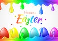 Happy Easter background with realistic Easter eggs. Easter card.