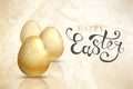 Happy Easter background with realistic Easter eggs. Easter card.