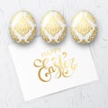 Happy Easter background with realistic white eggs