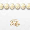 Happy Easter background with realistic white eggs Royalty Free Stock Photo