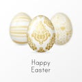 Happy Easter background with realistic white eggs Royalty Free Stock Photo