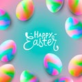 Happy Easter background template with beautiful eggs. Happy Easter big hunt or sale banner lettering with Colorful Eggs