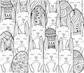 Happy Easter banner. Easter eggs with decorative ornamental elements,rabbits,bunny.