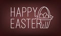 Happy Easter banner with text, basket and eggs in flat linear style. Vector greeting card Royalty Free Stock Photo
