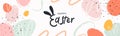 Happy Easter banner. Trendy Easter design with typography, hand painted elements