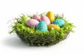 Happy easter easter banners Eggs Easter egg hunt games Basket. White floral arrangements Bunny bright eyed. Family time background Royalty Free Stock Photo