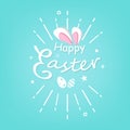 Happy Easter, big ear rabbit and egg fancy party festival seasonal holiday, cartoon poster background invitation greeting card Royalty Free Stock Photo