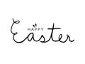 Happy Easter Text Calligraphy with Black Ears Rabbit Vector illustration